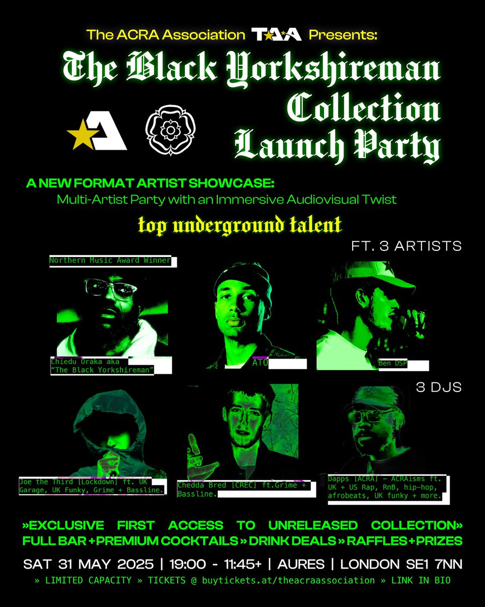 Chiedu Oraka (The Black Yorkshireman) (@orakald) on Twitter photo The Black Yorkshireman collection launch party is happening tomorrow in London.
Still some tickets available:
temple.fans/chieduoraka
See you tomorrow <a href="/AuresLondon/">Aures London</a> The Black Yorkshireman collection launch party is happening tomorrow in London.
Still some tickets available:
temple.fans/chieduoraka
See you tomorrow <a href="/AuresLondon/">Aures London</a>