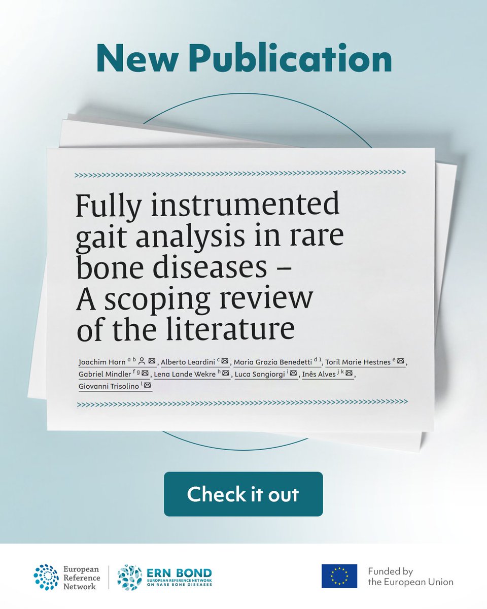 🆕 New publication: Fully instrumented gait analysis in rare bone diseases. 🦴Gait data reveals key insights beyond imaging, like reduced step length &amp; higher energy use. sciencedirect.com/science/articl… 
#RareBoneDiseases #GaitAnalysis #HealthUnion #EU4Health