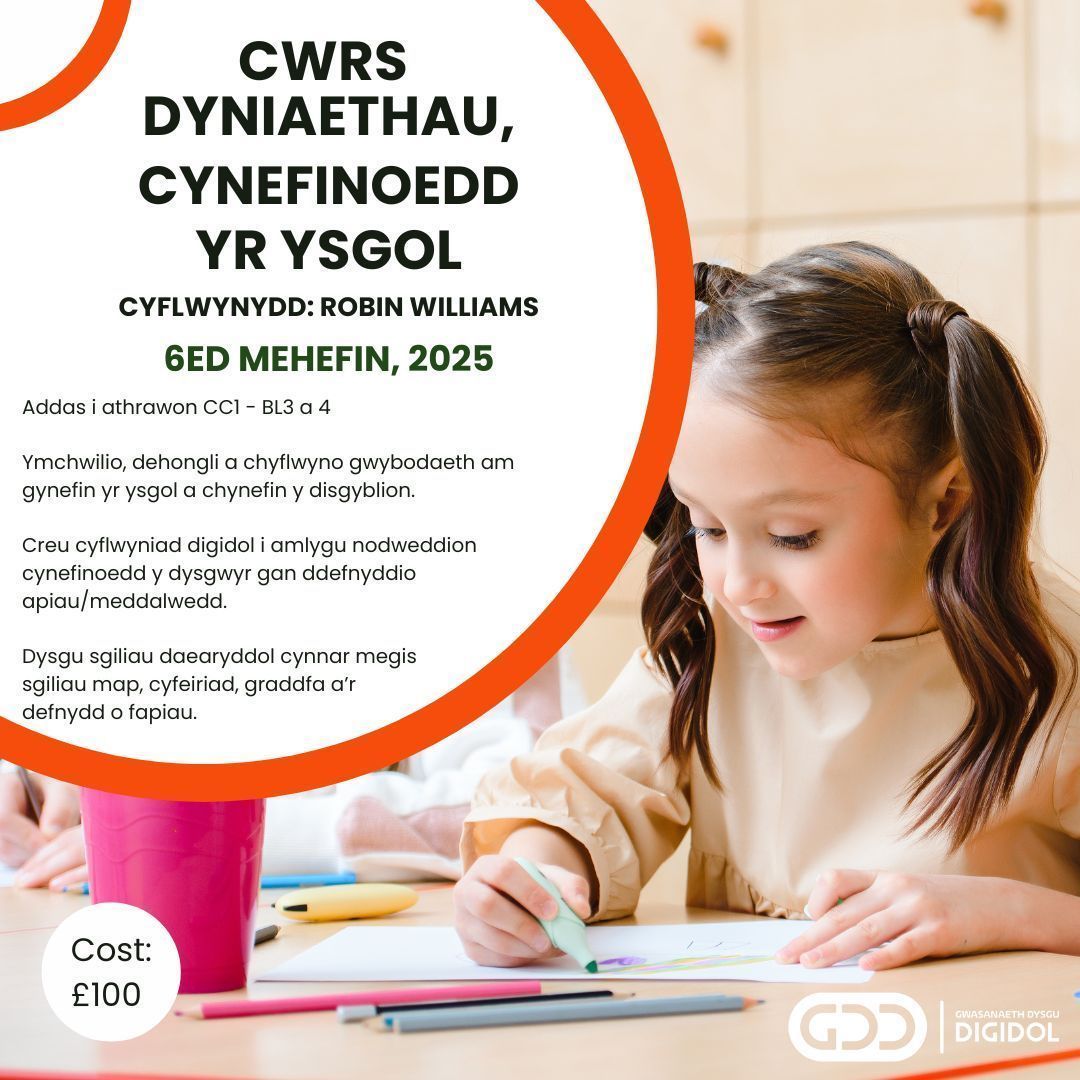 Gwasanaeth Dysgu Digidol (@dysgudigidol) on Twitter photo Cwrs Dyniaethau – Cynefinoedd yr ysgol 🏡
Addas i athrawon Cam Cynnydd 1 - Blynyddoedd 3 a 4)
Cyflwynydd: <a href="/RobinW_Cyf/">Robin Williams Cyf</a>
📅Dydd Gwener, 6ed Mehefin
I gofrestru👉 forms.office.com/Pages/Response…
#yagym Cwrs Dyniaethau – Cynefinoedd yr ysgol 🏡
Addas i athrawon Cam Cynnydd 1 - Blynyddoedd 3 a 4)
Cyflwynydd: <a href="/RobinW_Cyf/">Robin Williams Cyf</a>
📅Dydd Gwener, 6ed Mehefin
I gofrestru👉 forms.office.com/Pages/Response…
#yagym