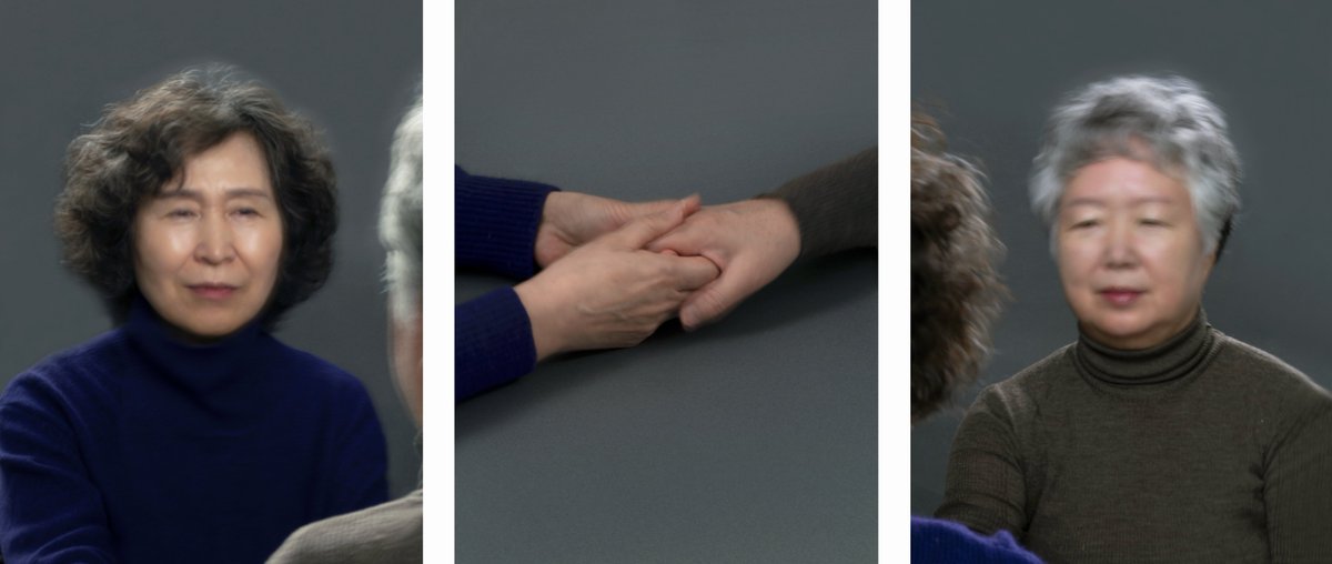 작가는 질문합니다. 사진은 단 하나의 짧은 순간만 담을 수 있을까? 어떤 일을 해 나가는 과정을 긴 한순간으로 기록할 수 있지 않을까?

〈의지하거나 의지되거나〉는 두 사람이 마음을 나누는 시간을 담은 퍼포먼스이자 사진 작품입니다. 18명의 노년기 여성이 참여했습니다. 이를 위해 9명의