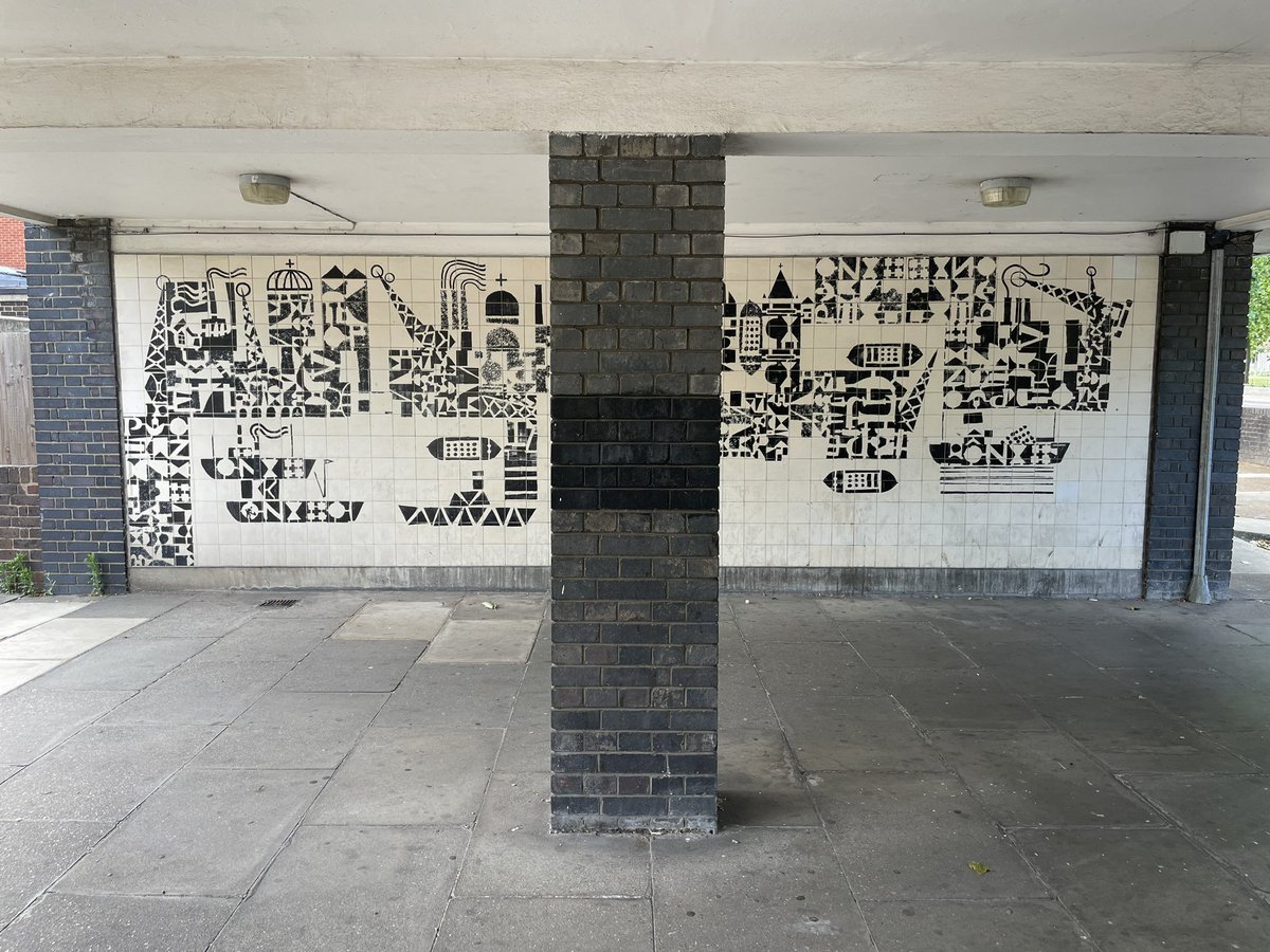 OSaumarezSmith's tweet image. Antony Holloway and Oliver Cox Docklands tile mural in Poplar (c. 1958)