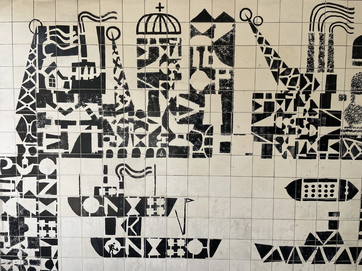 OSaumarezSmith's tweet image. Antony Holloway and Oliver Cox Docklands tile mural in Poplar (c. 1958)