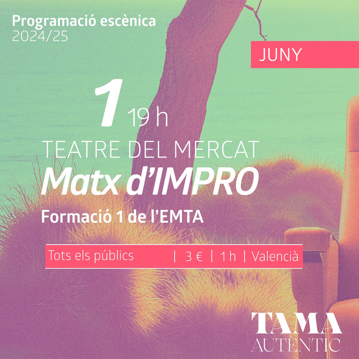 TAMA. Teatre Auditori Municipal d'Aldaia (@tamaldaia) on Twitter photo 🎭 Improvisació i rialles assegurades!
Vine al "Matx d’IMPRO" amb la Formació 1 de l'EMTA.
🗓 1 de juny | 🕖 19 h
📍 Teatre del Mercat
🎟 Taquilla i tinyurl.com/h2zs974e
✨ Una batalla teatral plena de creativitat, espontaneïtat i humor!
#AutènticTAMA <a href="/Ajuntaldaia/">Ajuntament d'Aldaia</a> 🎭 Improvisació i rialles assegurades!
Vine al "Matx d’IMPRO" amb la Formació 1 de l'EMTA.
🗓 1 de juny | 🕖 19 h
📍 Teatre del Mercat
🎟 Taquilla i tinyurl.com/h2zs974e
✨ Una batalla teatral plena de creativitat, espontaneïtat i humor!
#AutènticTAMA <a href="/Ajuntaldaia/">Ajuntament d'Aldaia</a>
