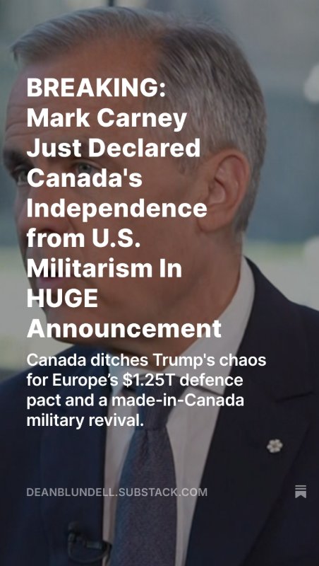 AnnaDeMilanese's tweet photo. 🇨🇦 THREAD: Kanada hat gerade seine Unabhängigkeit von Trumps Militärbetrug erklärt.

Und das löst Schockwellen in US-Militär- und MAGA-Kreisen aus.

Mark Carneys Botschaft an Trump:
„Wir brauchen nichts von den Vereinigten Staaten.“
1/ https://t.co/eTTkEht5K4