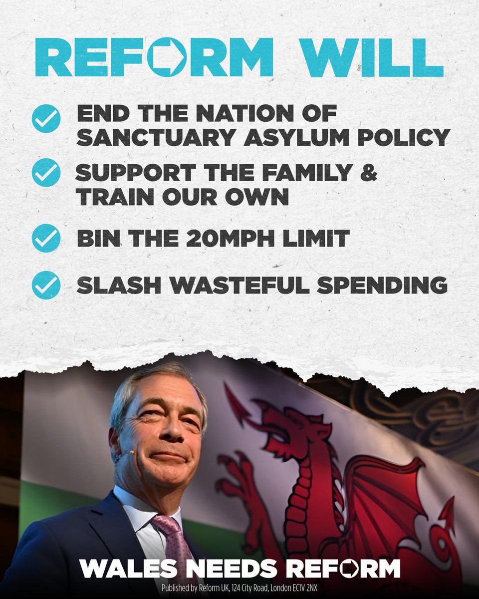 Labour have had their chance and they’ve failed Wales.

Plaid Cymru props them up, and the Tories are no better.

It’s time for real change. It’s time for Reform UK.