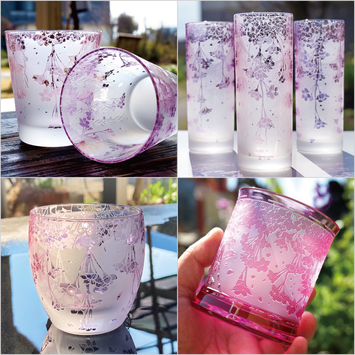 枝垂桜シリーズﾟ.｡.:*･ﾟ🌸
ロックグラスにお猪口・タンブラーと色々あります(*μ_μ)