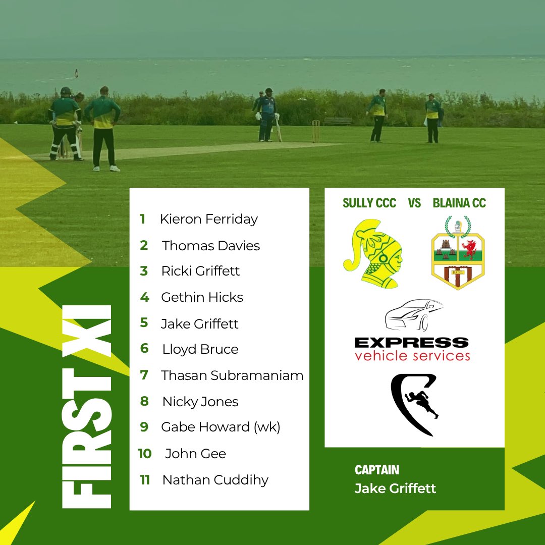 The Sully Centurions 1st XI team to face <a href="/BlainaCC/">Blaina Cricket Club🏏</a> this weekend at Burnham Avenue

#greenandgold