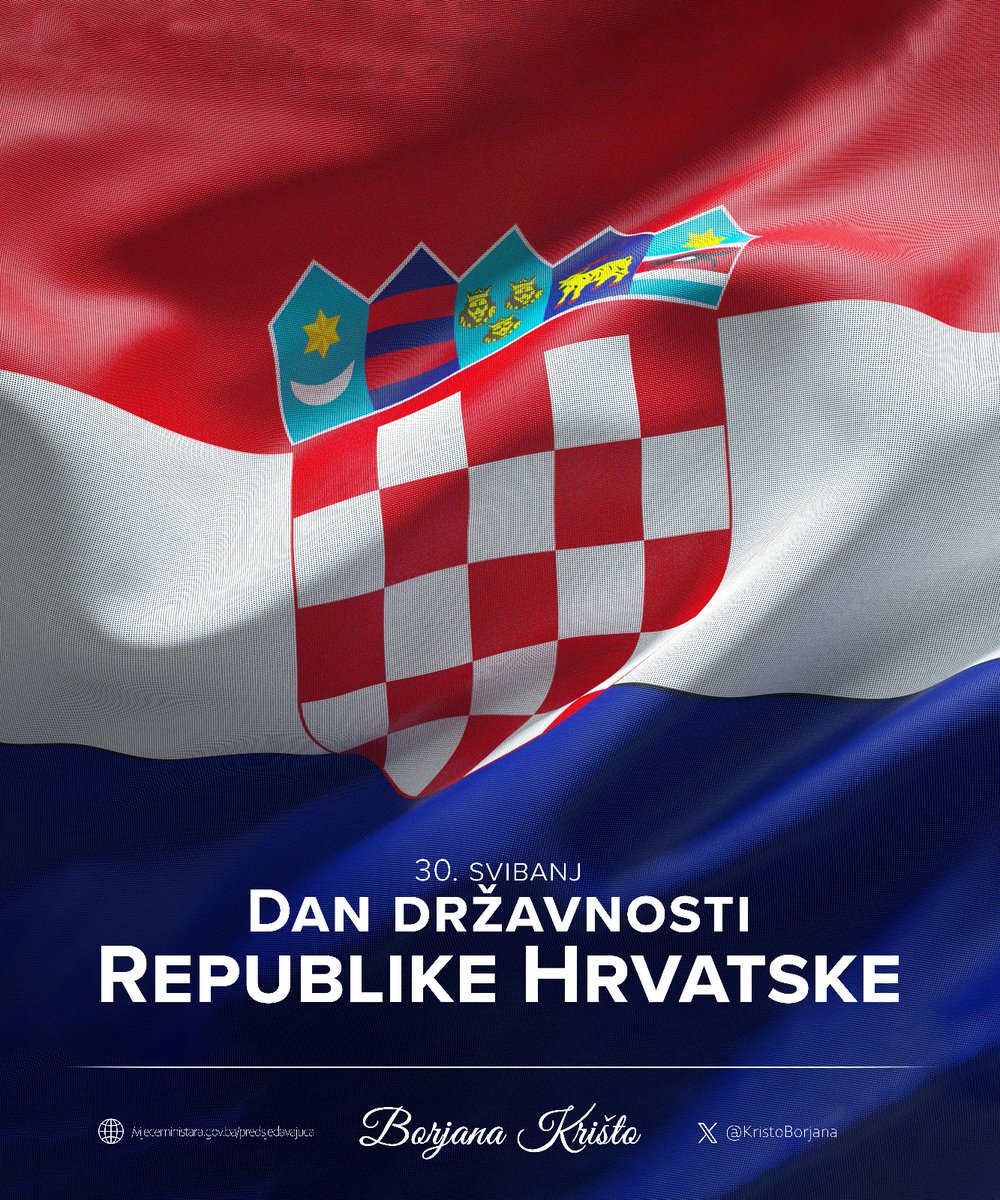 Borjana Krišto (@kristoborjana) on Twitter photo U povodu Dana državnosti 🇭🇷 upućujem iskrene čestitke premijeru <a href="/AndrejPlenkovic/">Andrej Plenković</a> i svim državljanima 🇭🇷.
Ovaj dan nas podsjeća na hrabrost i odlučnost utemeljitelja moderne hrvatske države te je snažan simbol demokracije, slobode i nacionalne samosvijesti Hrvata diljem svijeta. U povodu Dana državnosti 🇭🇷 upućujem iskrene čestitke premijeru <a href="/AndrejPlenkovic/">Andrej Plenković</a> i svim državljanima 🇭🇷.
Ovaj dan nas podsjeća na hrabrost i odlučnost utemeljitelja moderne hrvatske države te je snažan simbol demokracije, slobode i nacionalne samosvijesti Hrvata diljem svijeta.