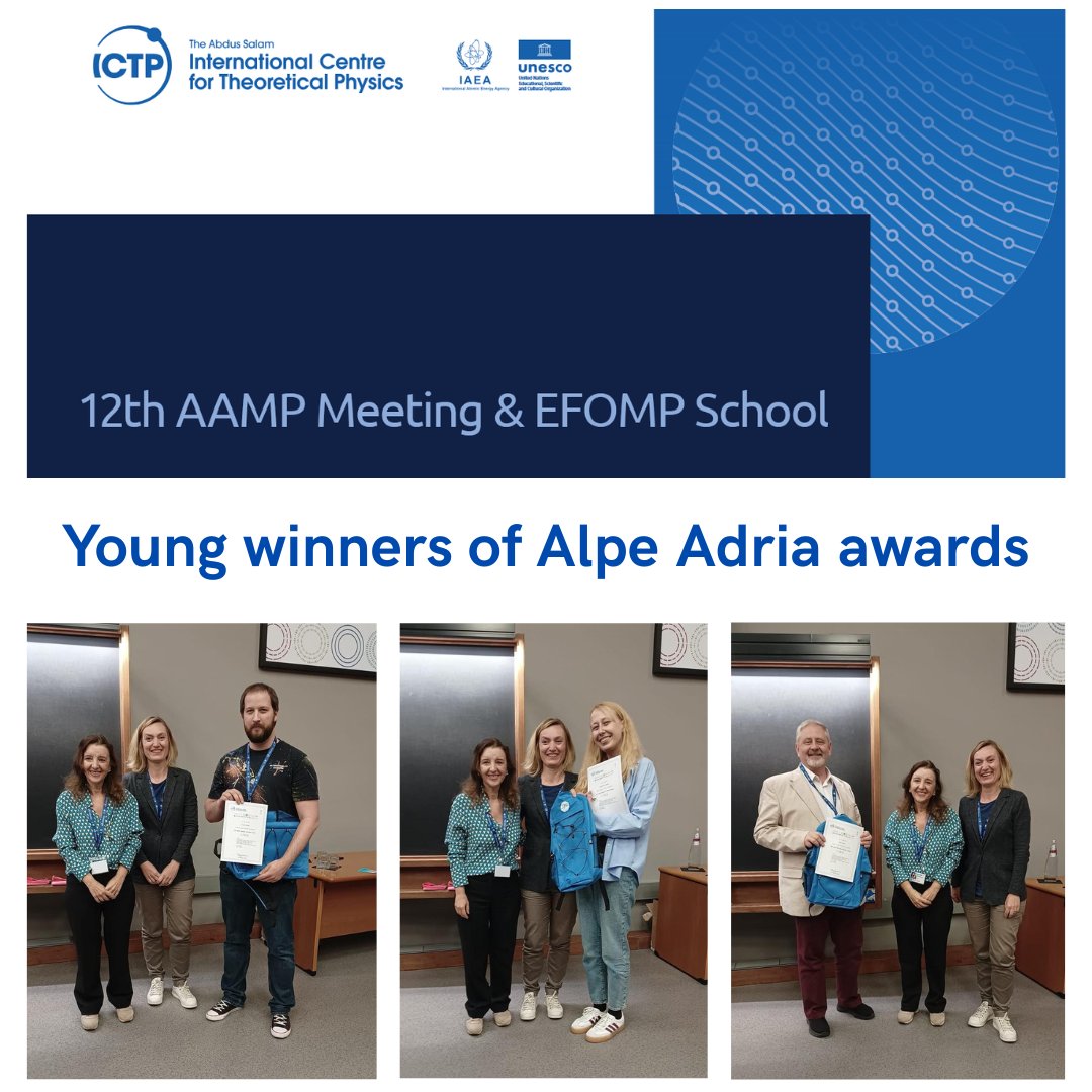 👏Congratulations to the Young winners📸Ana M. Kožuljević, Kristian Stojšić and Lorenz Wolf on your excellent presentations and abstracts submitted to the 12th Alpe Adria MP Meeting‼️  
🏆Your prize includes free online attendance to 1 of EFOMP schools👉🔗efomp.org/index.php?r=pa…