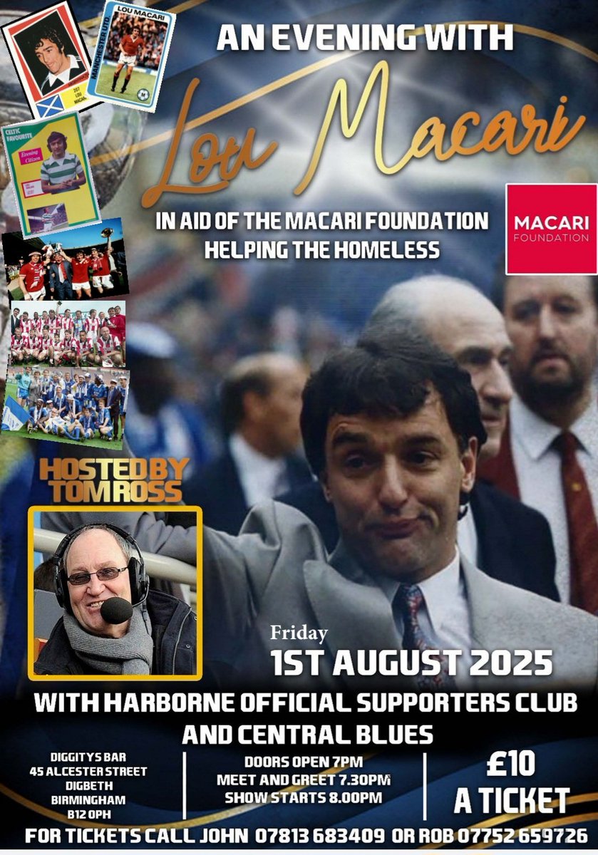 Harborne Bluenose (@johnniek88) on Twitter photo Fundraising night for the <a href="/MacariFDN/">MacariFoundation</a> <a href="/LouMacari10/">Lou Macari</a> helping the homeless, tickets are available now, secure your seats, a great night guaranteed in the heart of Digbeth.Just 5 minutes walk from New St station #BCFC #scfc #MUFC #STFC #htafc #WHUFC #Celticfc #Scotland #KRO #bcfcosc Fundraising night for the <a href="/MacariFDN/">MacariFoundation</a> <a href="/LouMacari10/">Lou Macari</a> helping the homeless, tickets are available now, secure your seats, a great night guaranteed in the heart of Digbeth.Just 5 minutes walk from New St station #BCFC #scfc #MUFC #STFC #htafc #WHUFC #Celticfc #Scotland #KRO #bcfcosc