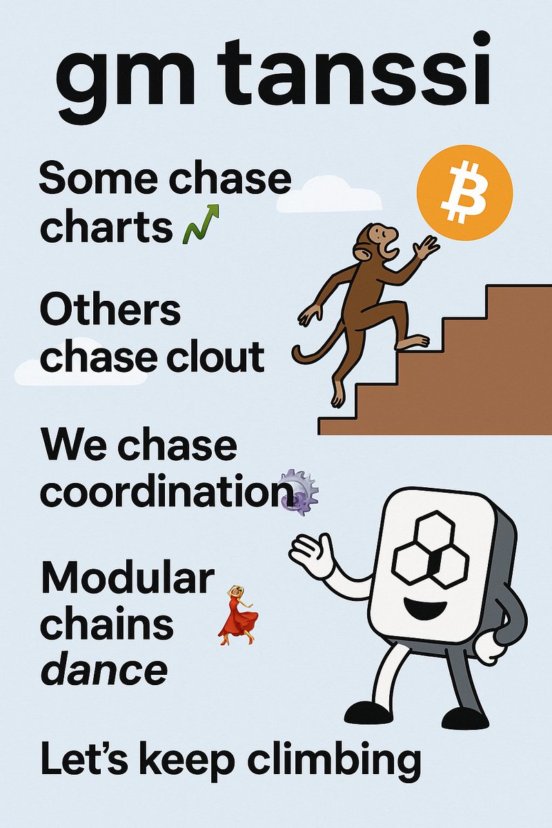 Sucrecrypt's tweet image. gm Tanssi 🌀

Some chase charts 📈
Others chase clout 😮‍💨
We chase coordination. 🧠⚙️

L1s walk.
Modular chains dance. 💃

Roles? Earned.
Memes? Loaded.
Airdrop? IYKYK 🎁

Let’s keep climbing 🚀
One post, one vibe, one Tanssi at a time.
#gmTanssi #DanceWithData #ModularMovement