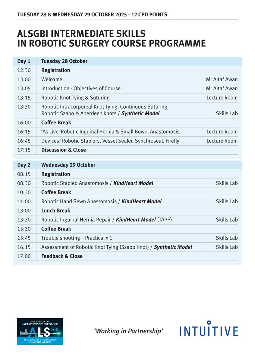 ALSGBandI (@alsgbandi) on Twitter photo ALSGBI Intermediate Skills in Robotic Surgery course, Wokingham – 28 & 29 October 2025 <a href="/IntuitiveSurg/">Intuitive</a> <a href="/altaf_awan12/">Altaf K Awan</a> <a href="/DerbyPBunit/">Derby Pancreaticobiliary & Robotic AWR Unit</a> <a href="/nader_nkfrancis/">Nader Francis</a> <a href="/CRSelvasekar/">CR Selvasekar</a> <a href="/ALSGBIAcademy/">ALSGBI Academy</a> Only 6 places available. ALSGBI Intermediate Skills in Robotic Surgery course, Wokingham – 28 & 29 October 2025 <a href="/IntuitiveSurg/">Intuitive</a> <a href="/altaf_awan12/">Altaf K Awan</a> <a href="/DerbyPBunit/">Derby Pancreaticobiliary & Robotic AWR Unit</a> <a href="/nader_nkfrancis/">Nader Francis</a> <a href="/CRSelvasekar/">CR Selvasekar</a> <a href="/ALSGBIAcademy/">ALSGBI Academy</a> Only 6 places available.