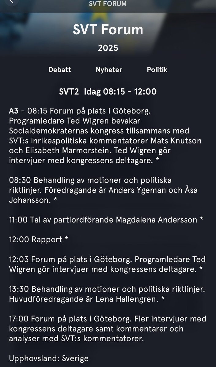 SVT sänder nonstop från Socialdemokraterna kongress. 
Har det någonsin skett från något annat parti ?
