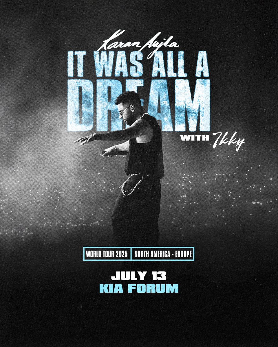 The Kia Forum (@thekiaforum) on Twitter photo SUPPORT ADDED! Ikky will join Karan Aujla's It Was All a Dream World Tour here on July 13!
🎟️: bit.ly/Karan2025TW SUPPORT ADDED! Ikky will join Karan Aujla's It Was All a Dream World Tour here on July 13!
🎟️: bit.ly/Karan2025TW