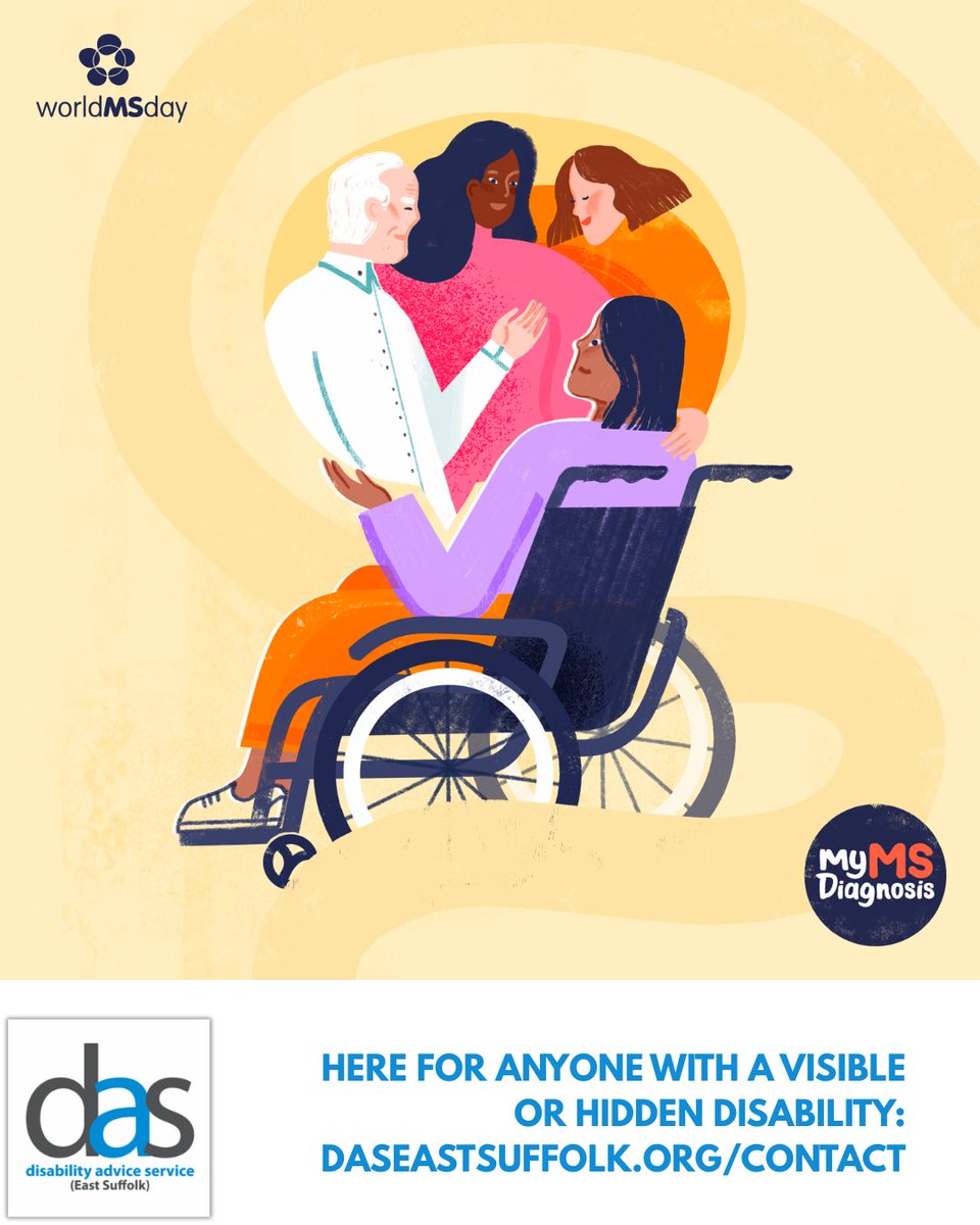 🧠 It's #WorldMSDay! This year's theme is “#MyMSDiagnosis”, shedding light on the challenges of diagnosing #MultipleSclerosis.
We offer support to those living with #MS - contact us for assistance with #benefits, #employmentrights &amp; more.
#InvisibleDisability #DASEastSuffolk