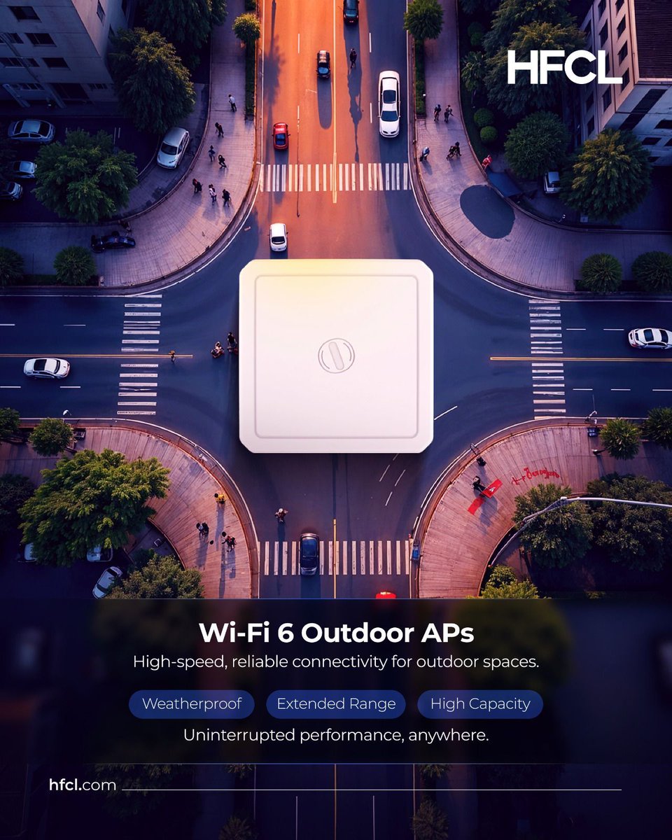 hfclg's tweet image. From stadiums to smart cities, demand for outdoor connectivity is real.

HFCL’s Wi-Fi 6 Outdoor APs deliver fast, reliable coverage—rain or shine.

🌐 Explore: hfcl.com

#SmartConnectivity #WiFi6Outdoor #GoBeyond #InnovationHub #ConnectivityRedefined