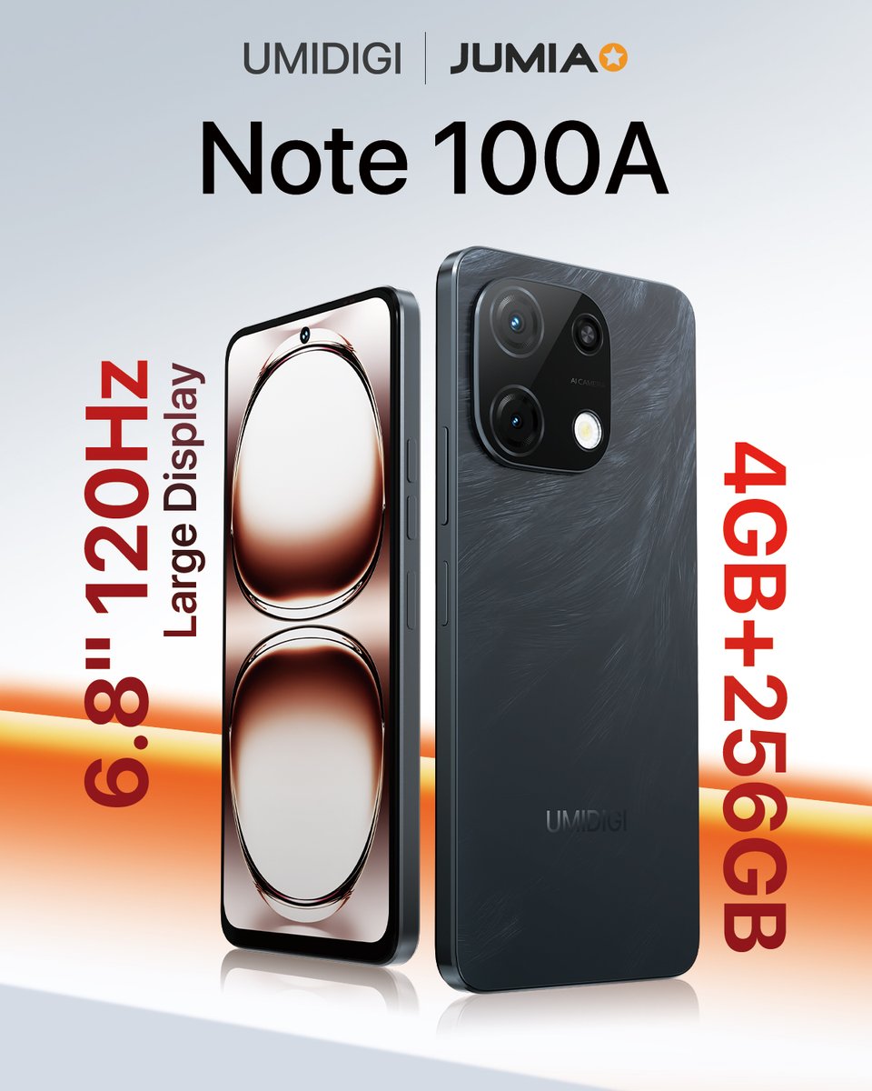 The #Note100A smartphone handles sunny streets and daily walks with ease. 🌞📱 A smooth 120Hz screen and 4GB of RAM, combined with 256GB of storage, bring outdoor convenience. Now available on Jumia Nigeria. 🎈🎯
