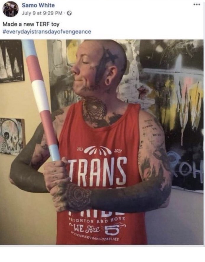 James Esses (@jamesesses) on Twitter photo Here is the ‘artist’ who designed this mural of self harm posing with a baseball bat draped in trans colours, calling it a ‘TERF toy’ and writing ‘transdayofvengeance’.
<a href="/bristolmuseum/">Bristol Museum & Art Gallery</a> <a href="/ace_national/">Arts Council England</a> - What on god’s earth are you doing? Here is the ‘artist’ who designed this mural of self harm posing with a baseball bat draped in trans colours, calling it a ‘TERF toy’ and writing ‘transdayofvengeance’.
<a href="/bristolmuseum/">Bristol Museum & Art Gallery</a> <a href="/ace_national/">Arts Council England</a> - What on god’s earth are you doing?
