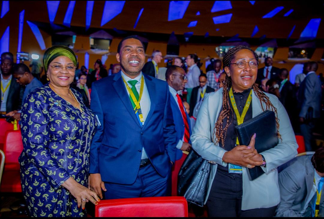 With the Governor of the United Republic of Tanzania, Dr. Mwigulu Nchemba  and the Permanent Secretary of the Treasury, Dr. Natu Mwamba keenly watching the pronouncement of the election results for the 9th President of the African Development Bank Group at the 2025 Annual Meeting
