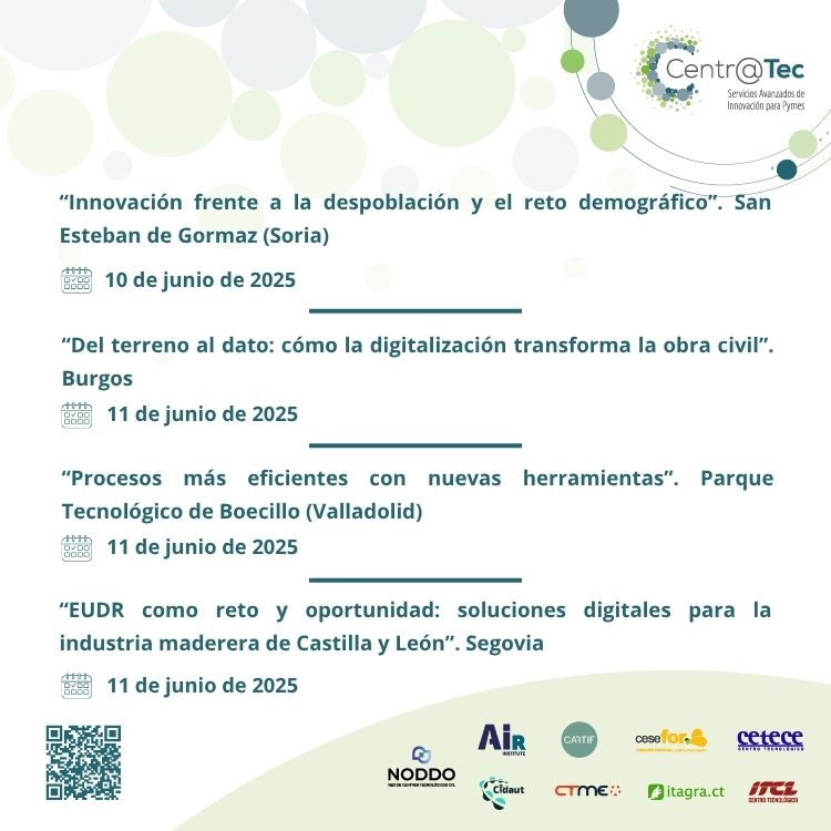 Competitividad Empresarial JCyL (@empresasjcyl) on Twitter photo 🎉🕺¡Llega el viernes con mil planes para el fin de semana!
Pero antes de cerrar el 💻, apunta y participa en los próximos eventos #centratec
¡Actualiza tu🗓️!
#ICECYL #Innovación
<a href="/TheAirInstitute/">AIR Institute</a> <a href="/CARTIFCT/">CARTIF</a>
@Fcesefor <a href="/CETECE_/">CETECE</a> <a href="/Cidaut/">Cidaut</a> <a href="/Fundacion_CTME/">Fundación CTME</a>
<a href="/ITAGRACT/">ITAGRA.CT</a> <a href="/_ITCL/">ITCL Centro Tecnológico</a> <a href="/RedNODDO/">NODDO</a> 🎉🕺¡Llega el viernes con mil planes para el fin de semana!
Pero antes de cerrar el 💻, apunta y participa en los próximos eventos #centratec
¡Actualiza tu🗓️!
#ICECYL #Innovación
<a href="/TheAirInstitute/">AIR Institute</a> <a href="/CARTIFCT/">CARTIF</a>
@Fcesefor <a href="/CETECE_/">CETECE</a> <a href="/Cidaut/">Cidaut</a> <a href="/Fundacion_CTME/">Fundación CTME</a>
<a href="/ITAGRACT/">ITAGRA.CT</a> <a href="/_ITCL/">ITCL Centro Tecnológico</a> <a href="/RedNODDO/">NODDO</a>