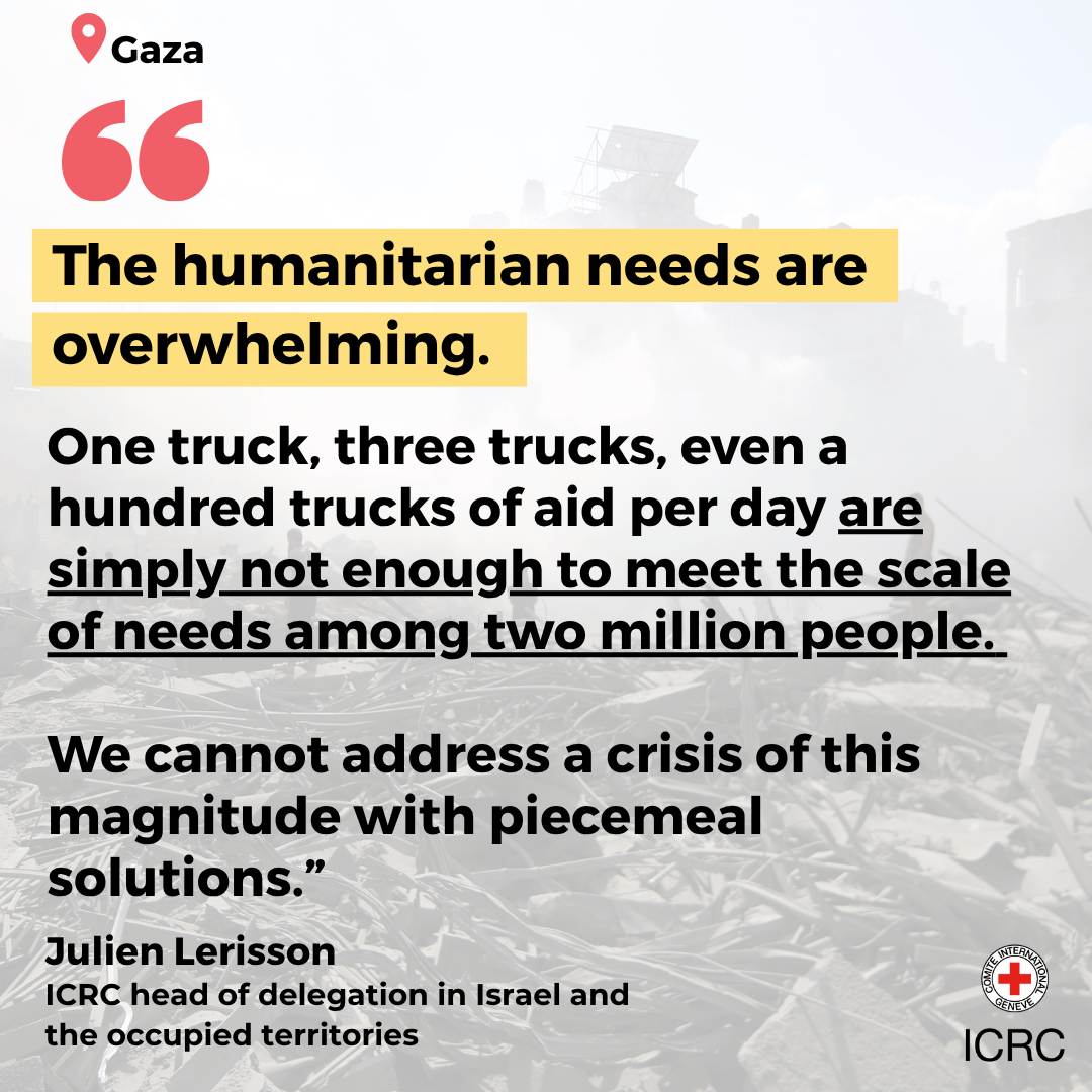 ICRC's tweet photo. 📍 Gaza | The humanitarian situation in Gaza is beyond catastrophic. Six hundred days of hostilities, coupled with severe restrictions on the entry and distribution of humanitarian relief, continue to inflict immense and widespread suffering on civilians. 

Read more: https://t.co/SNv2zwDD5t