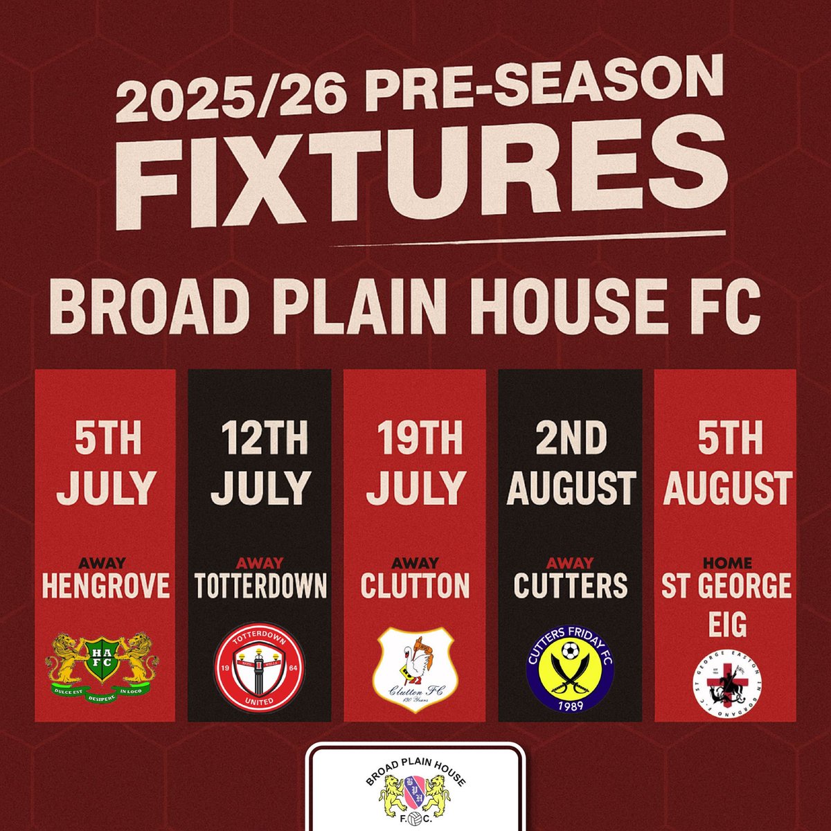 Pre Season fixtures so far!