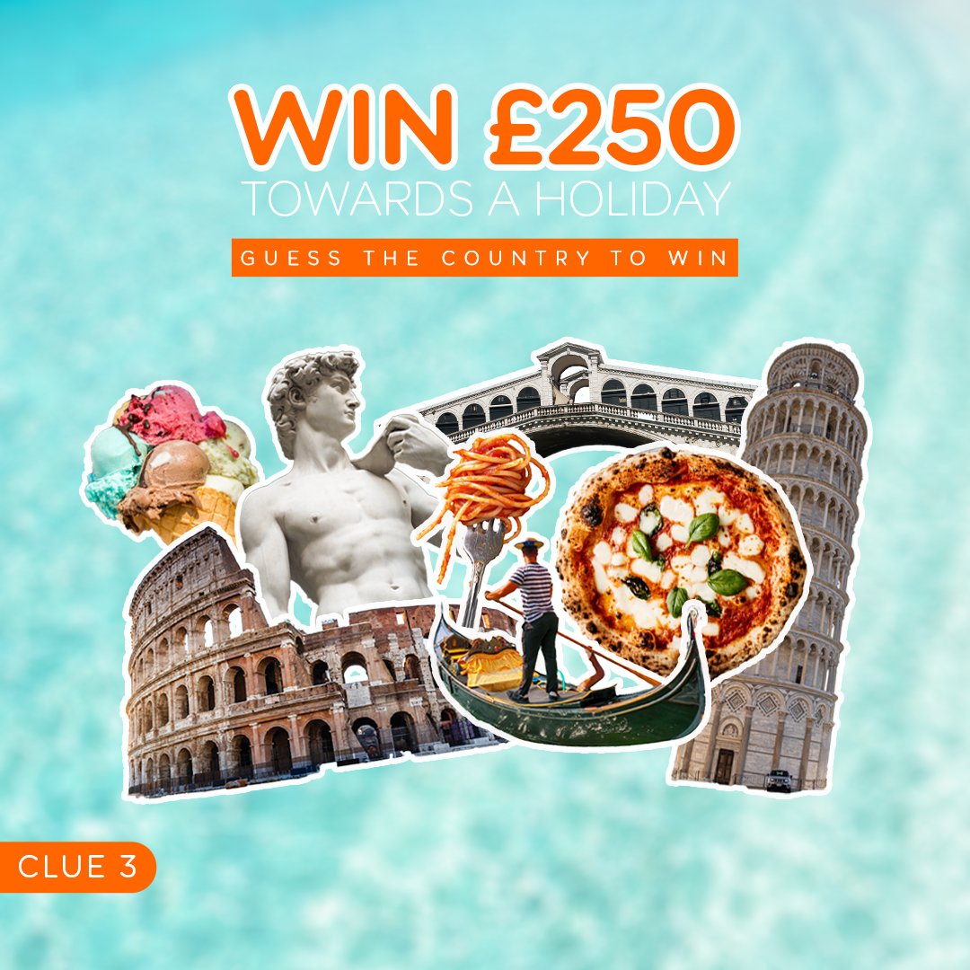 Final chance to WIN this week's prize!🏆 Guess the country for your chance to win £250 of holidays credit 🛵🍝

To enter, simply...
🔸 Follow us
🔸 Like this post
🔸 Reply which country you think it is
🔸 Tag the person (or people!) you'd take with you

Good luck! ☀️ T&amp;Cs apply.
