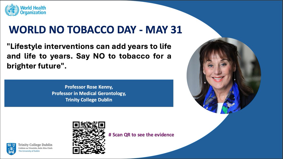 School of Medicine (@trinitymed1) on Twitter photo For #TobaccoAwarenessDay2025, check the recent paper by Prof <a href="/RoseAnnekenny1/">Rose Anne Kenny</a>, which highlights key intervention opportunities to promote healthy ageing and longevity #HealthyAging #Longevity #LifestyleMedicine Read more tinyurl.com/bdexysv8 For #TobaccoAwarenessDay2025, check the recent paper by Prof <a href="/RoseAnnekenny1/">Rose Anne Kenny</a>, which highlights key intervention opportunities to promote healthy ageing and longevity #HealthyAging #Longevity #LifestyleMedicine Read more tinyurl.com/bdexysv8