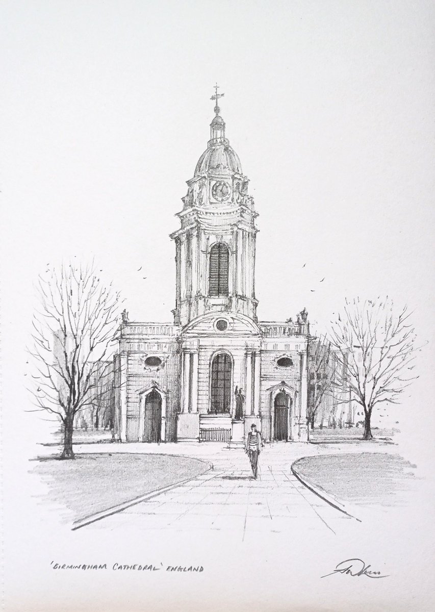 " Birmingham Cathedral ", England 
pencil sketch, I hope you enjoy

#Birmingham #sketchbook #drawing #architecture
