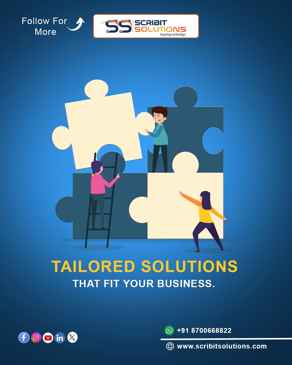 Scribitsolution's tweet photo. 🔧 Tailored Solutions That Fit Your Business Needs!
At Scribit Solutions, we don’t offer one-size-fits-all – we craft custom strategies that align with your goals and drive growth.

#ScribitSolutions #TailoredSolutions #BusinessGrowth #CustomTechSolutions #TechForBusiness https://t.co/GfOG79PqDR