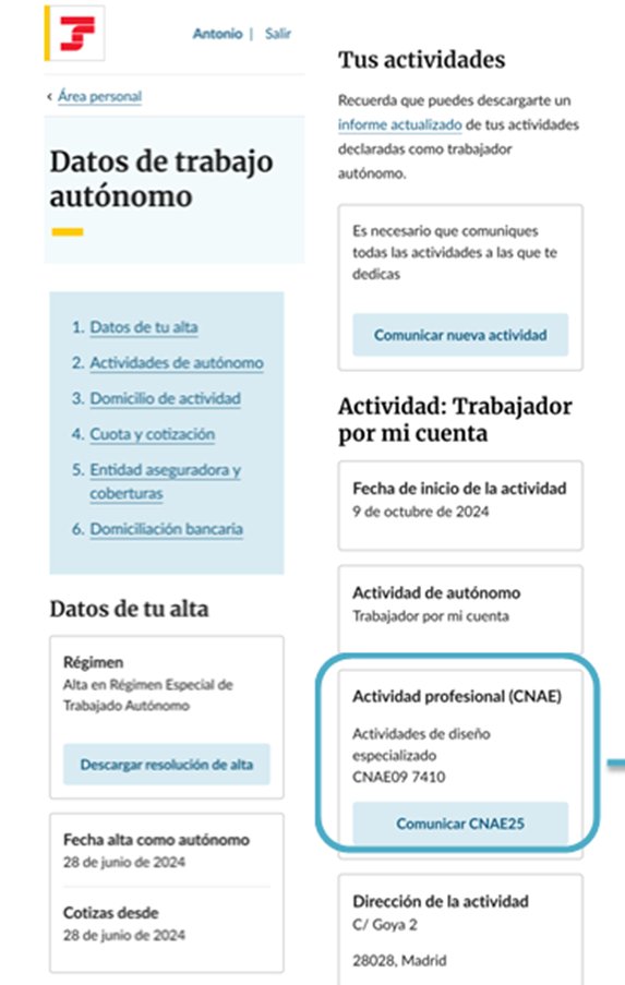 #Autónomo, quieres saber si tienes que comunicar el nuevo CNAE 2025.
Entra en la sección “Datos de trabajo autónomo” en tu área personal de #Importass y comprueba si aparece el cambio. En caso contrario, podrás comunicarlo de forma fácil y rápida. 👉run.gob.es/bouCNAE