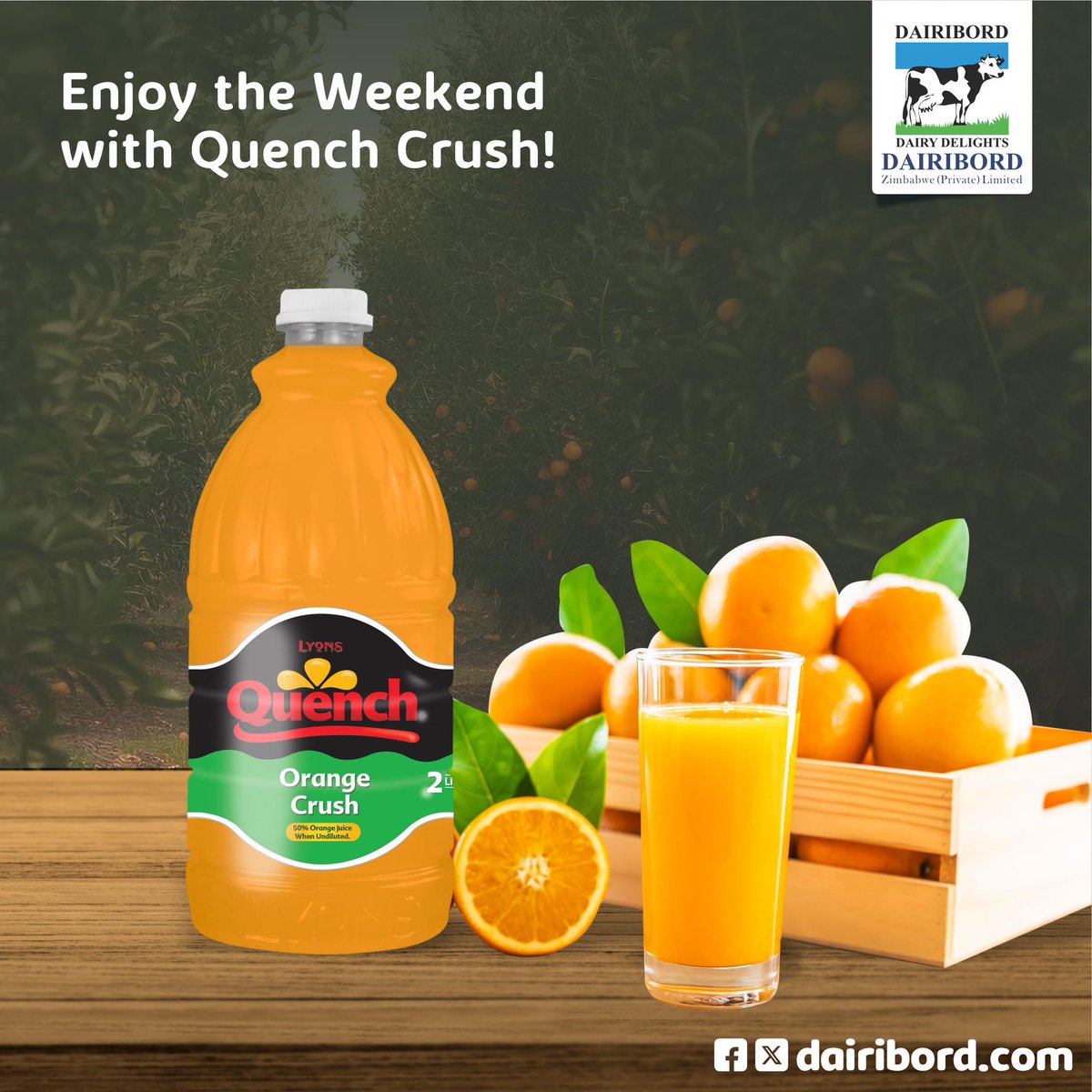 It's Friday — time to crush it! Fuel your fun with the bold, fruity flavour of Quench Crush. Which one are you sipping today, Orange or Lemon &amp; Lime?
#QuenchCrush #Dairibord