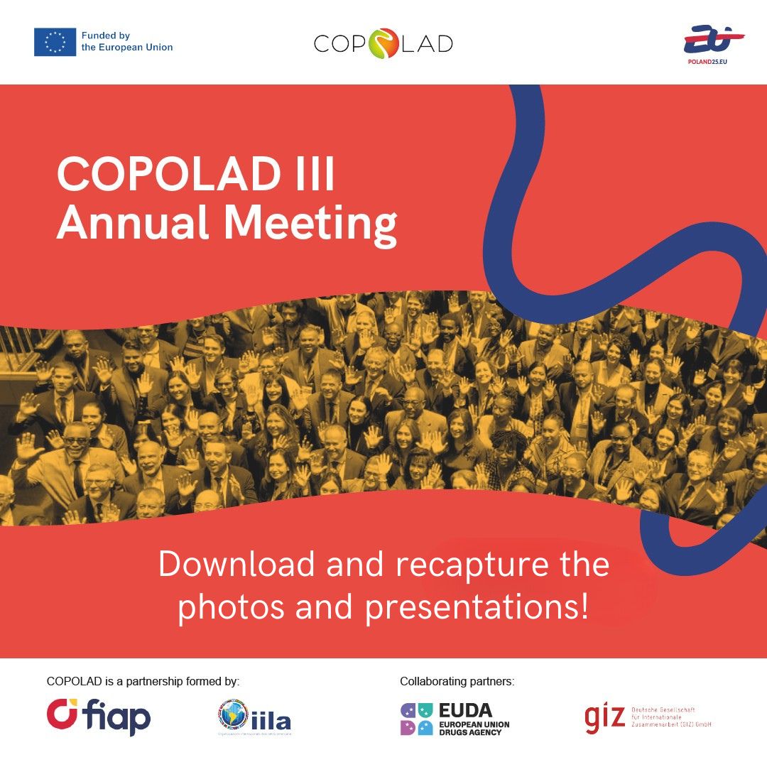 ProgramaCOPOLAD's tweet image. 🌟 Did you attend the COPOLAD 2025 Annual Meeting?

📥 Photos, materials and presentations from the event are now available on our website.

🔗 f.mtr.cool/kkhttnfsbc

#RACOPOLAD25 #DrugPolicies