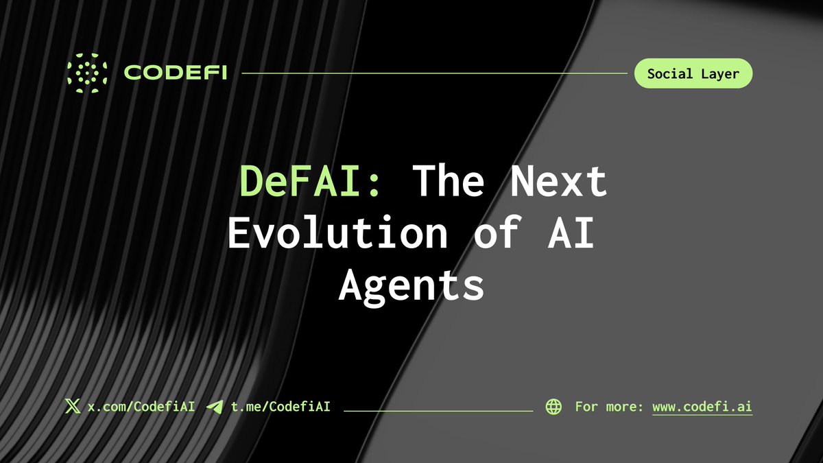 CodefiAI's tweet image. AI is cool.
#DeFAI is smarter. ✅
Codefi’s DeFAI agents aren’t just spitting out answers. They’re learning from community data, evolving with market trends, and helping you strategize like a pro.
This isn’t static AI.
This is a living, learning intelligence.