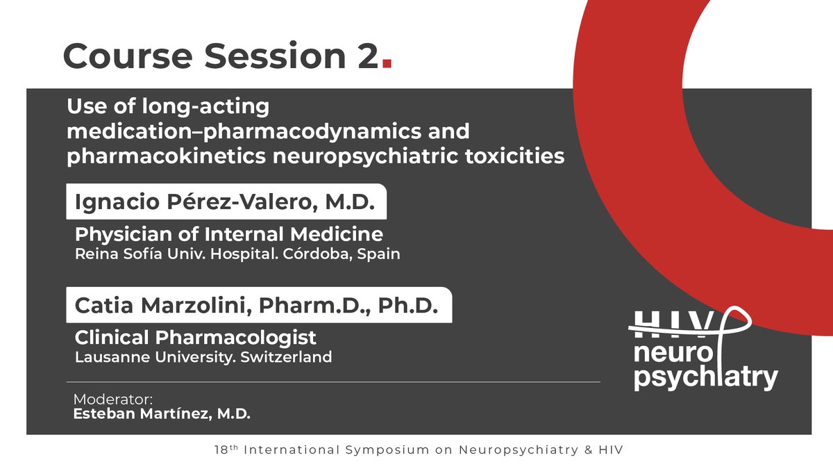 💊 Long-acting therapies in HIV care: Session 2 with Ignacio Pérez-Valero &amp; Catia Marzolini. Moderated by Esteban Martínez. 

<a href="/iasociety/">IAS - the International AIDS Society</a> <a href="/GrupoAF_VIH_SEF/">GrupoAF_VIH_SEFH</a> @FLSscience <a href="/EACSociety/">EACS</a> @aidsactioneurop <a href="/IAPAC/">IAPAC</a> <a href="/Esteban09090/">Esteban Martinez 🇺🇦</a> <a href="/DrJordiBlanch/">Dr. Jordi Blanch</a> 

#NeuroHIV25