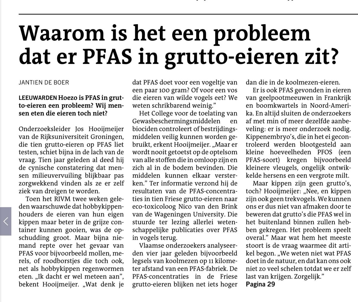 Eerder vonden onderzoekers van birdeyes.org hoge concentraties #PFAS in levers van #grutto's, vooral in broeders van kruidenrijke weilanden (sciencedirect.com/science/arti...). Ook eieren blijken rijk bedeeld.   

SchadelijkPFAS zit dus inmiddels overal.
#godwits #pesticides