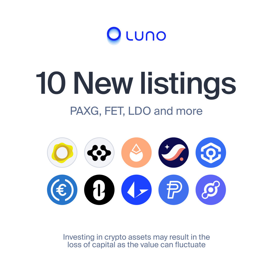 🔔10 NEW CRYPTO ASSETS Now live on Luno, from tokenised gold to  decentralised AI. Buy, trade and store them all on the Luno app and exchange,  including: 🏅 $PAXG (Pax Gold) tokenised