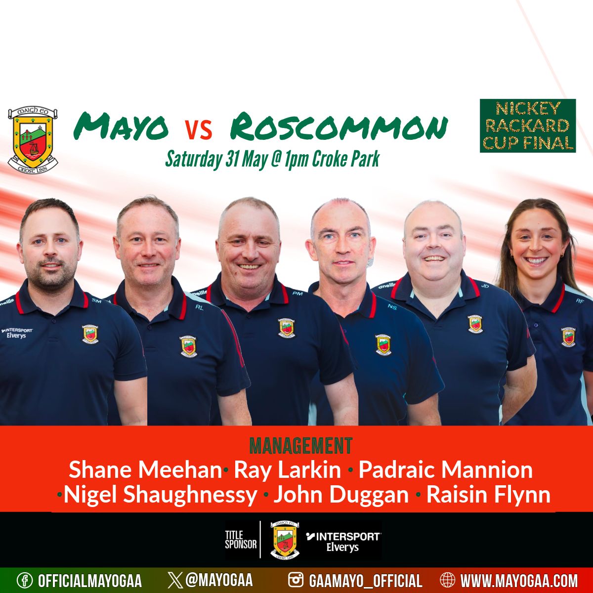 The Mayo Senior Hurling panel has been named for tomorrow's Nickey Rackard Cup Championship against Roscommon in Croke Park. 🟢🔴

📖 Read team news here ⬇️⬇️⬇️
mayogaa.com/2025/05/30/may…