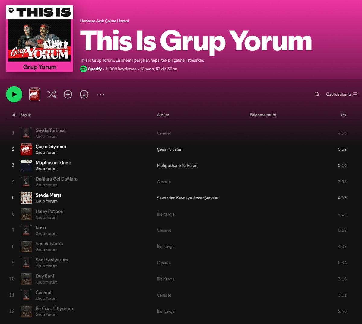 This is Grup Yorum
This is Spotify
These are greyed out songs
This is a shame