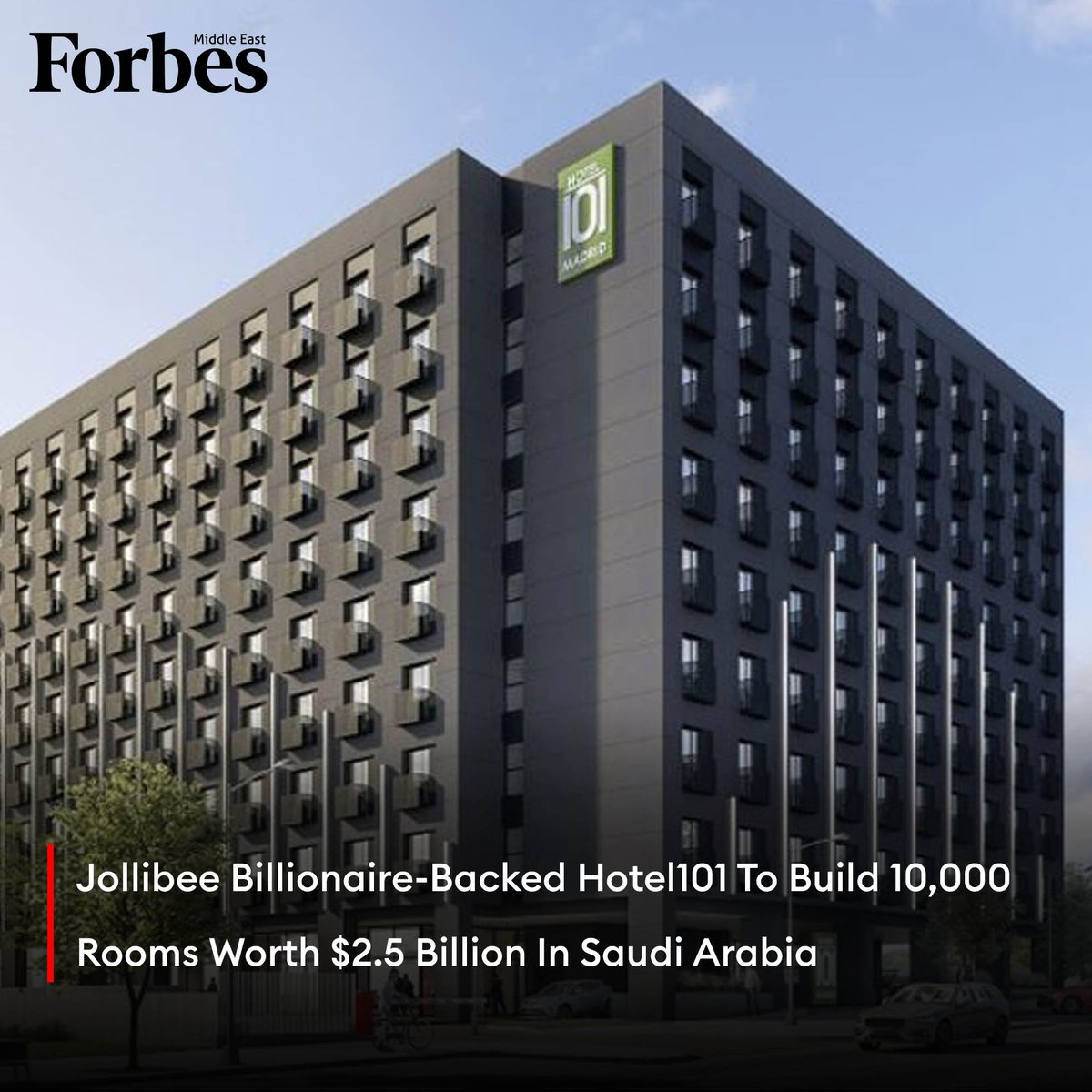 Hotel101 Global—a unit of DoubleDragon, which is jointly owned by Jollibee founder Tony Tan Caktiong and real estate tycoon Edgar Sia II—is expanding into Saudi Arabia with plans to build 10,000 rooms worth $2.5 billion. 

#Forbes 

For More Details: on.forbesmiddleeast.com/a0e395