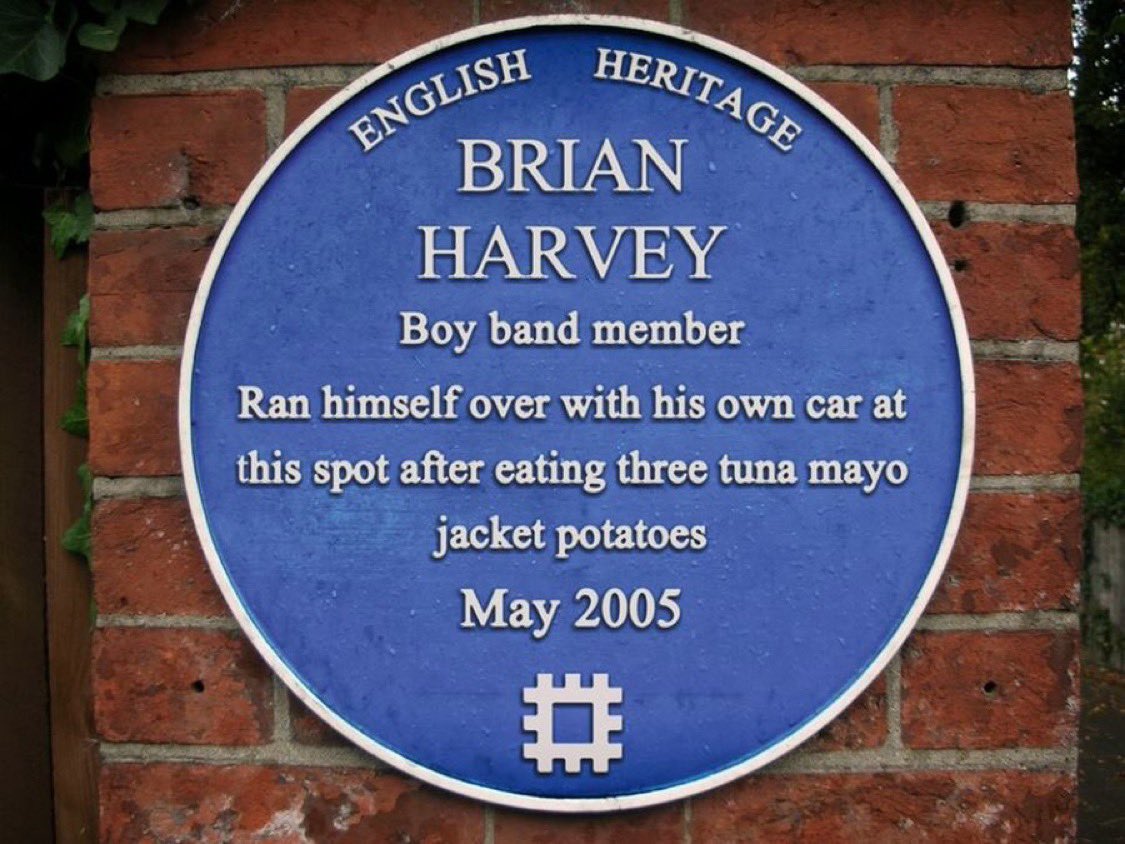 MORNING. Today marks 20 years since Brian Harvey ran himself over after eating four tuna mayo jacket potatoes. NEVER FORGET.