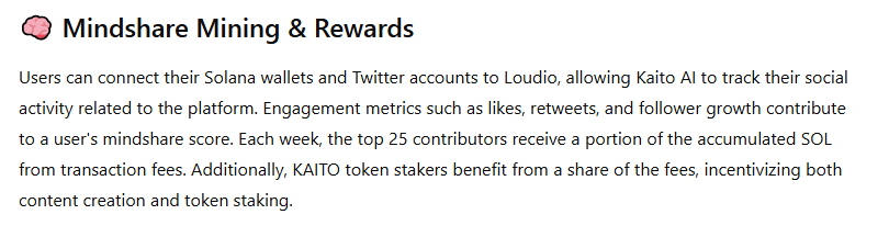 amanullah2113's tweet photo. 🧠 Mine mindshare, earn $SOL!
Connect your wallet & Twitter to @stayloudio and let @KaitoAI track your social impact. Top 25 weekly contributors + $KAITO stakers share in the rewards.
#Web3 #DeFi #Solana #SocialToken https://t.co/wV22G2VV3t