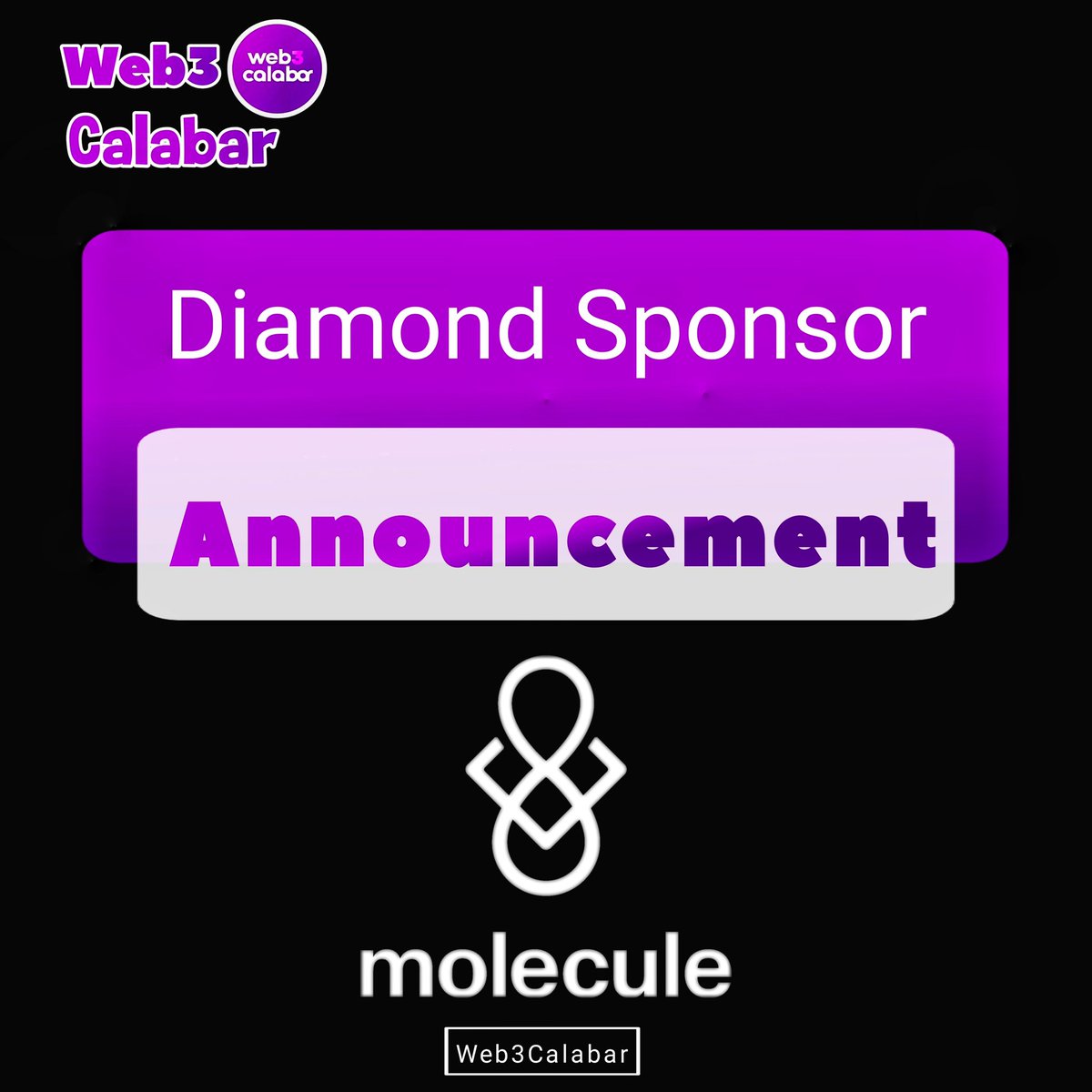 🚨 Big News!

We’re thrilled to announce @Molecule_dao as an official Diamond sponsor of the web3calabar MeetUp.

Molecule is a DeSci biopharma IP tokenization protocol focused on funding and scaling early-stage research ideas. 
Join us to explore and shape DeSci with Molecule