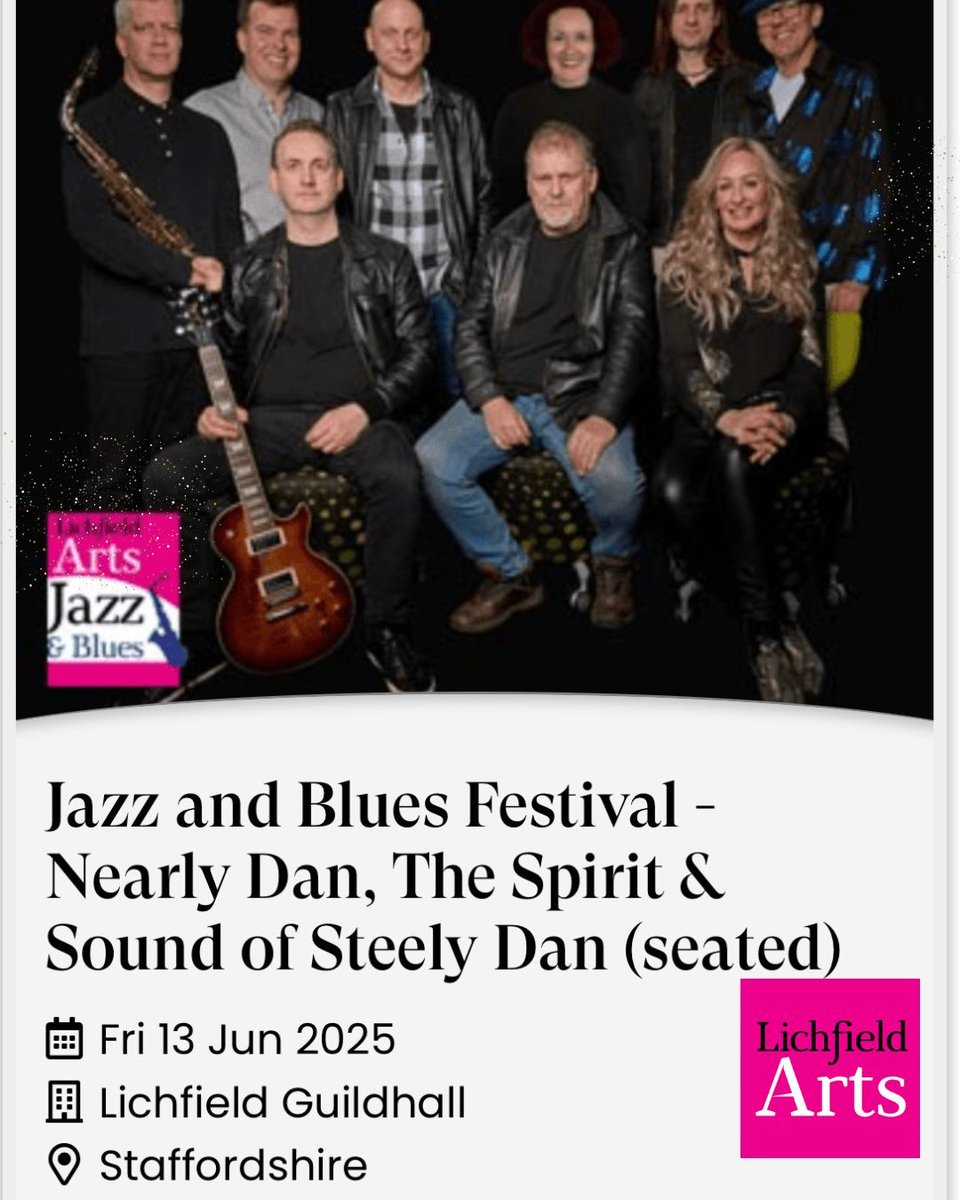 Lichfield Jazz &amp; Blues Festival 2025 Presents:
Nearly Dan – Live at Lichfield Guildhall
Friday 13th June 2025

Stay tuned – more festival artist announcements coming soon!
Info &amp; Tickets: lichfieldarts.org.uk/events
#LichfieldJazzAndBluesFestival #NearlyDan #SteelyDanTribute