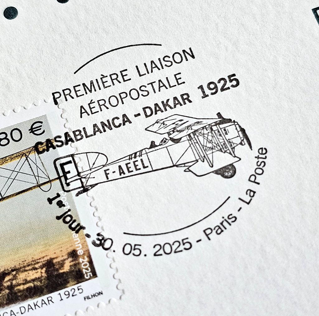 Ségolène Huchez Godeluck (@sgodeluck) on Twitter photo PREMIER JOUR ce vendredi du #timbre et de la mini-feuille de la série Poste aérienne 2025, qui commémorent le centenaire de la 1ère liaison aérienne entre Casablanca et Dakar ✈️
<a href="/laurentalbaret/">Laurent Albaret</a> <a href="/FondationPGL/">Fondation Latécoère</a>
<a href="/Latecoere2025/">Latécoère 2025</a>
<a href="/CST_CosimoPrete/">Cosimo Prete</a> <a href="/AeroBuzzfr/">AeroBuzz.fr / JumpSeat</a>
<a href="/CaptainLacroute/">Philippe Lacroute</a> PREMIER JOUR ce vendredi du #timbre et de la mini-feuille de la série Poste aérienne 2025, qui commémorent le centenaire de la 1ère liaison aérienne entre Casablanca et Dakar ✈️
<a href="/laurentalbaret/">Laurent Albaret</a> <a href="/FondationPGL/">Fondation Latécoère</a>
<a href="/Latecoere2025/">Latécoère 2025</a>
<a href="/CST_CosimoPrete/">Cosimo Prete</a> <a href="/AeroBuzzfr/">AeroBuzz.fr / JumpSeat</a>
<a href="/CaptainLacroute/">Philippe Lacroute</a>