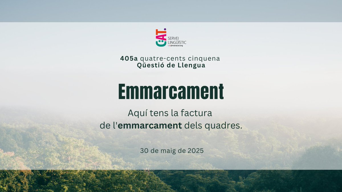 𝙴𝚖𝚖𝚊𝚛𝚌𝚊𝚖𝚎𝚗𝚝

(405) quatre-cents cinquena Qüestió de Llengua

#QüestióDeLlengua #LlenguaCatalana #Manacor