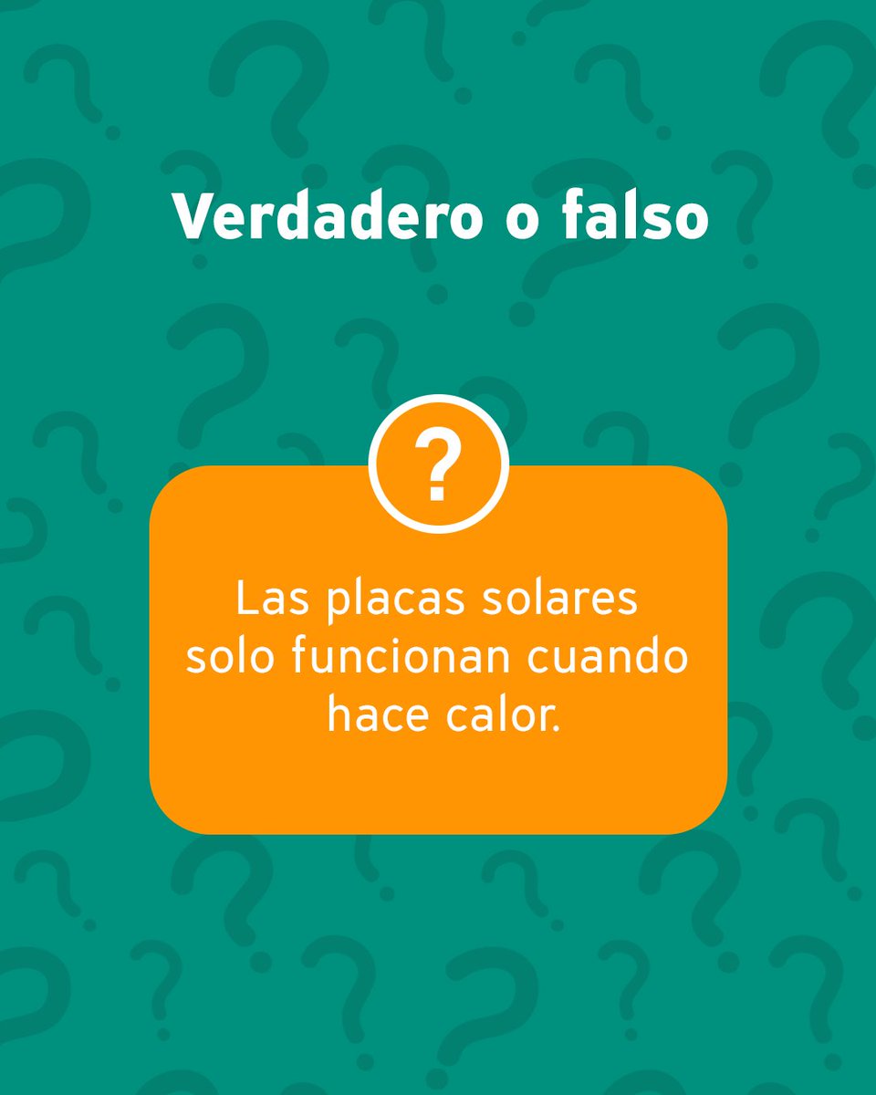 🔍 Verdadero o falso:

“Las placas solares solo funcionan cuando hace calor.”
❌ Falso.

Generan energía con la luz, no con el calor. Incluso en invierno siguen funcionando ⚡️

#VaillantEspaña #EnergíaRenovable #VerdaderoFalso #Autoconsumo