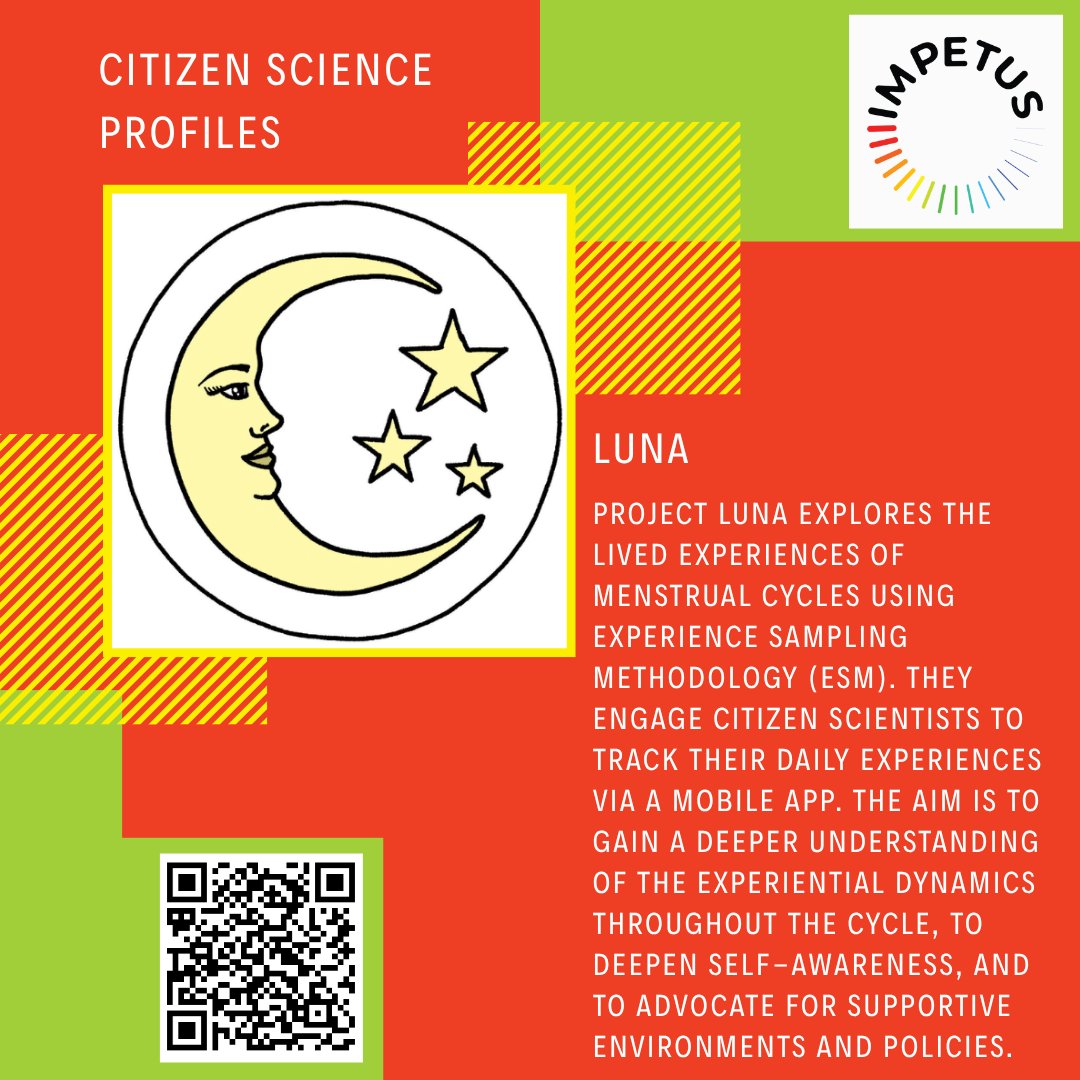 impetus4cs's tweet image. 🌙 #CitizenScience Profiles

Luna, part of the #IMPETUS4CS accelerator, utilises ESM and a smart app to engage citizen scientists in tracking their menstrual experiences, enhancing self-awareness and informing policy.

🔗 impetus4cs.eu/luna-the-exper…

#womenshealth #menstruation