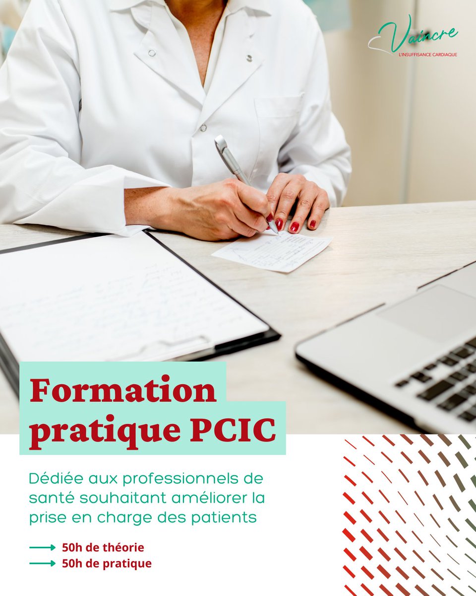 📚 La formation #PCIC, c’est 100h pour mieux prendre en charge l’insuffisance cardiaque via une approche interpro 💉
🎯 Objectifs : renforcer compétences, coordination &amp; suivi des patients
👥 Pour médecins, IDE, pharmaciens...
🔗 + d'infos : vaincrelinsuffisancecardiaque.org/formation-prat…