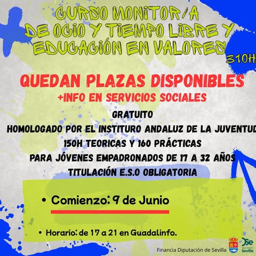 SAEmpleo Sevilla (@seviempleo) on Twitter photo 📢 PLAZAS LIBRES
Curso Monitor/a de ocio y tiempo libre en Alcolea del Río
📆 09/06
vía Ayuntamiento de Alcolea del Río
👉 shre.ink/eD5Y
🗺️ #AlcoleaDRempleo #CursosSE #NoticiasSEV
🖱️💻 <a href="/AytoAlcolea/">Ayto Alcolea</a> 📢 PLAZAS LIBRES
Curso Monitor/a de ocio y tiempo libre en Alcolea del Río
📆 09/06
vía Ayuntamiento de Alcolea del Río
👉 shre.ink/eD5Y
🗺️ #AlcoleaDRempleo #CursosSE #NoticiasSEV
🖱️💻 <a href="/AytoAlcolea/">Ayto Alcolea</a>